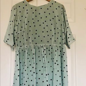 Seaform green silk Polk dot dress size M/L NEW